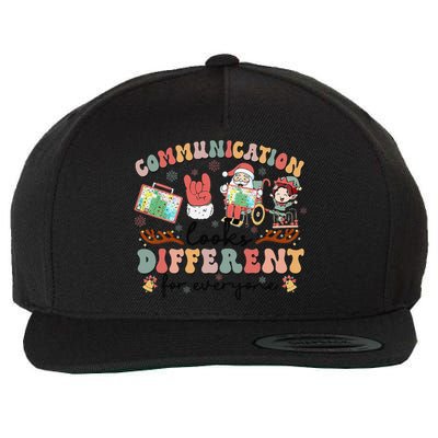 Communication Looks Different For Everyone Slp Christmas Wool Snapback Cap