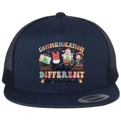 Communication Looks Different For Everyone Slp Christmas Flat Bill Trucker Hat