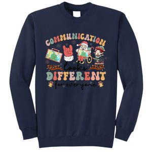 Communication Looks Different For Everyone Slp Christmas Tall Sweatshirt