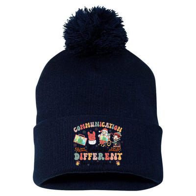 Communication Looks Different For Everyone Slp Christmas Pom Pom 12in Knit Beanie