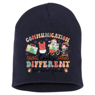 Communication Looks Different For Everyone Slp Christmas Short Acrylic Beanie