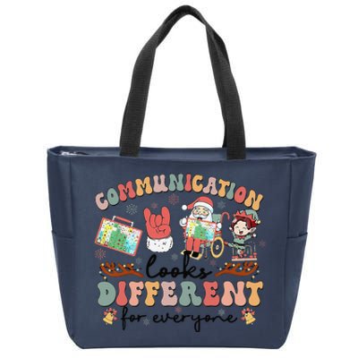 Communication Looks Different For Everyone Slp Christmas Zip Tote Bag