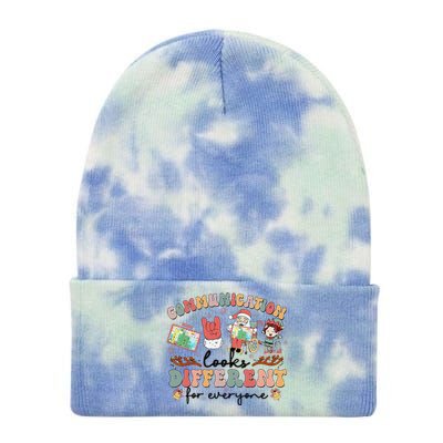 Communication Looks Different For Everyone Slp Christmas Tie Dye 12in Knit Beanie