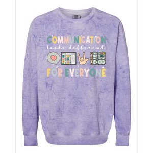 Communication Looks Different For Everyone Autism Awareness Gift Colorblast Crewneck Sweatshirt