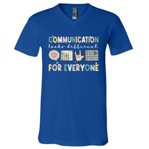 Communication Looks Different For Everyone Autism Awareness Gift V-Neck T-Shirt