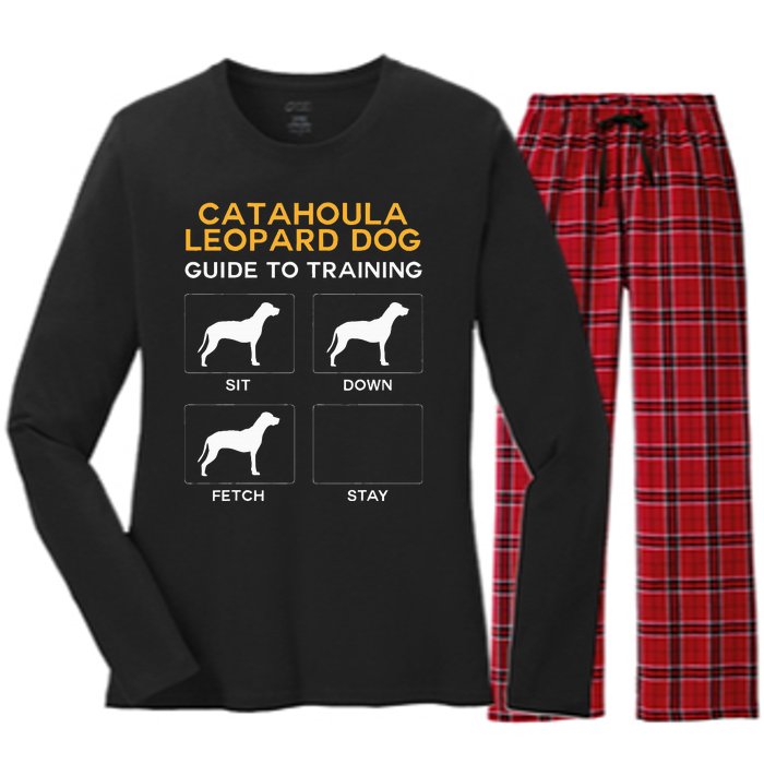 Catahoula Leopard Dog Guide To Training Dog Obedience Women's Long Sleeve Flannel Pajama Set 