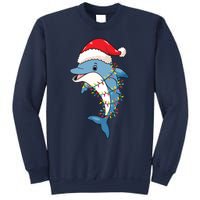 Christmas Lights Dolphin Wearing Xmas Hat Dolphin Lover Sweatshirt