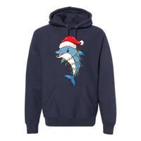 Christmas Lights Dolphin Wearing Xmas Hat Dolphin Lover Premium Hoodie