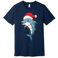 Christmas Lights Dolphin Wearing Xmas Hat Dolphin Lover Premium T-Shirt