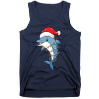 Christmas Lights Dolphin Wearing Xmas Hat Dolphin Lover Tank Top