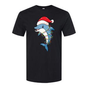 Christmas Lights Dolphin Wearing Xmas Hat Dolphin Lover Softstyle CVC T-Shirt