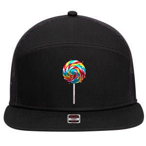 Cute Lollipop Design Lollipop Candy Lover 7 Panel Mesh Trucker Snapback Hat