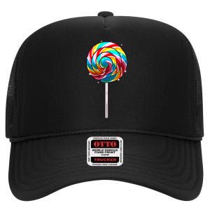 Cute Lollipop Design Lollipop Candy Lover High Crown Mesh Back Trucker Hat