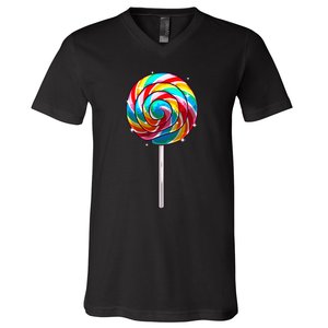 Cute Lollipop Design Lollipop Candy Lover V-Neck T-Shirt