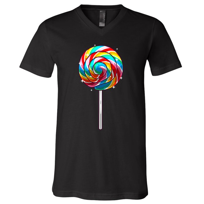 Cute Lollipop Design Lollipop Candy Lover V-Neck T-Shirt