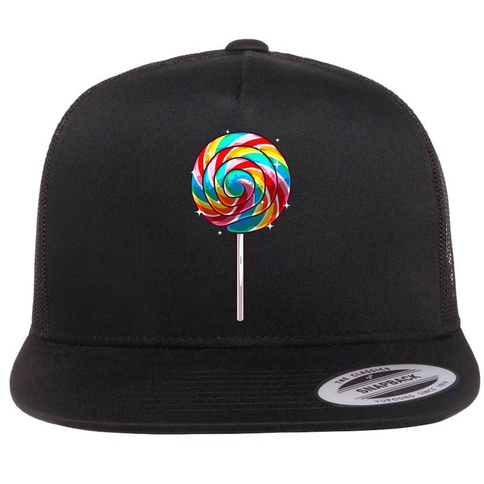 Cute Lollipop Design Lollipop Candy Lover Flat Bill Trucker Hat