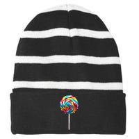 Cute Lollipop Design Lollipop Candy Lover Striped Beanie with Solid Band