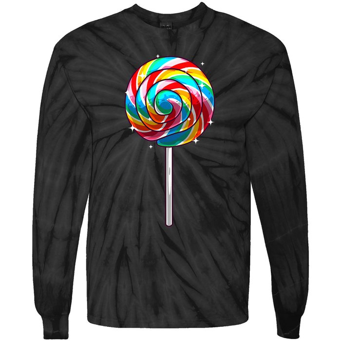 Cute Lollipop Design Lollipop Candy Lover Tie-Dye Long Sleeve Shirt