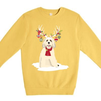 Cute Labradoodle Doodle Christmas Reindeer Graphic Holiday Gift Premium Crewneck Sweatshirt