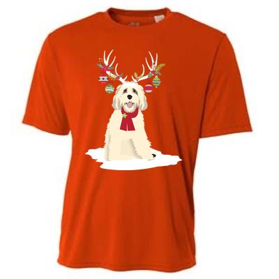 Cute Labradoodle Doodle Christmas Reindeer Graphic Holiday Gift Cooling Performance Crew T-Shirt