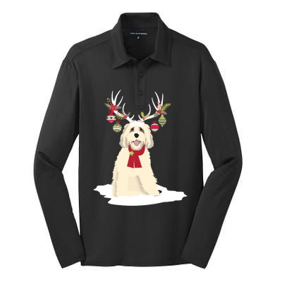 Cute Labradoodle Doodle Christmas Reindeer Graphic Holiday Gift Silk Touch Performance Long Sleeve Polo