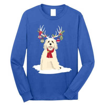 Cute Labradoodle Doodle Christmas Reindeer Graphic Holiday Gift Long Sleeve Shirt