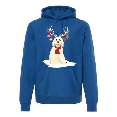 Cute Labradoodle Doodle Christmas Reindeer Graphic Holiday Gift Premium Hoodie