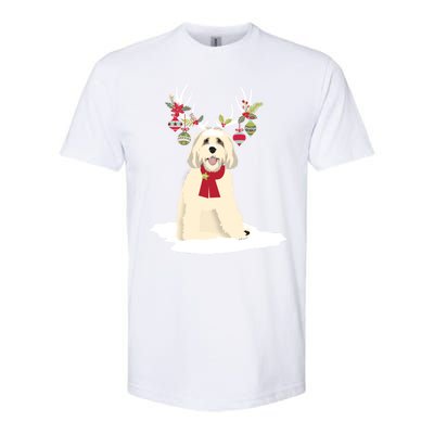 Cute Labradoodle Doodle Christmas Reindeer Graphic Holiday Gift Softstyle CVC T-Shirt