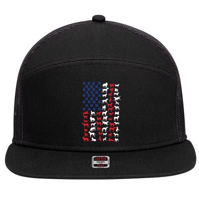 Dog Flag Usa 7 Panel Mesh Trucker Snapback Hat