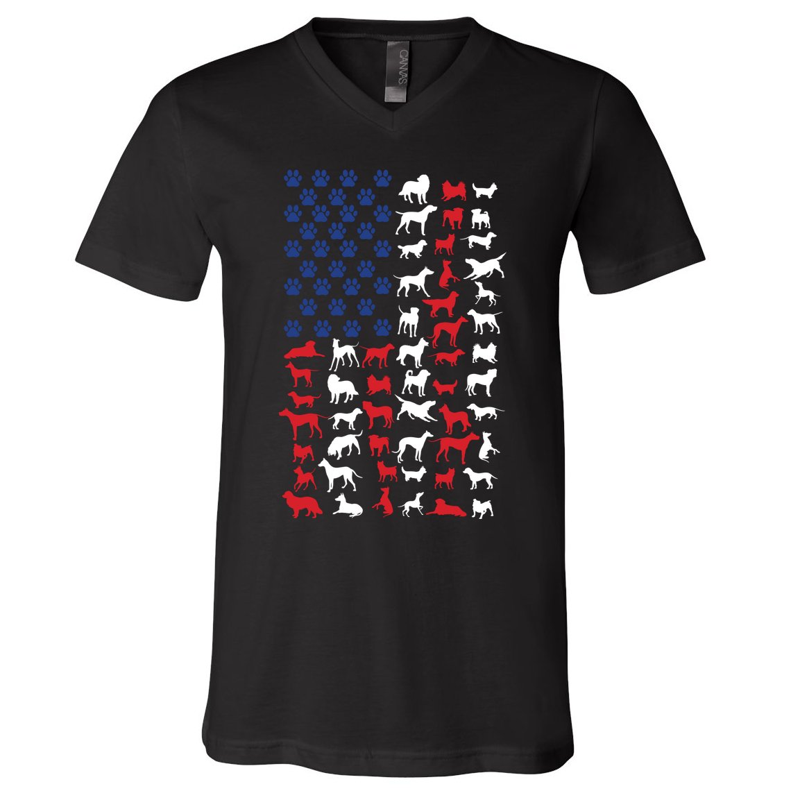 Dog Flag Usa V-Neck T-Shirt