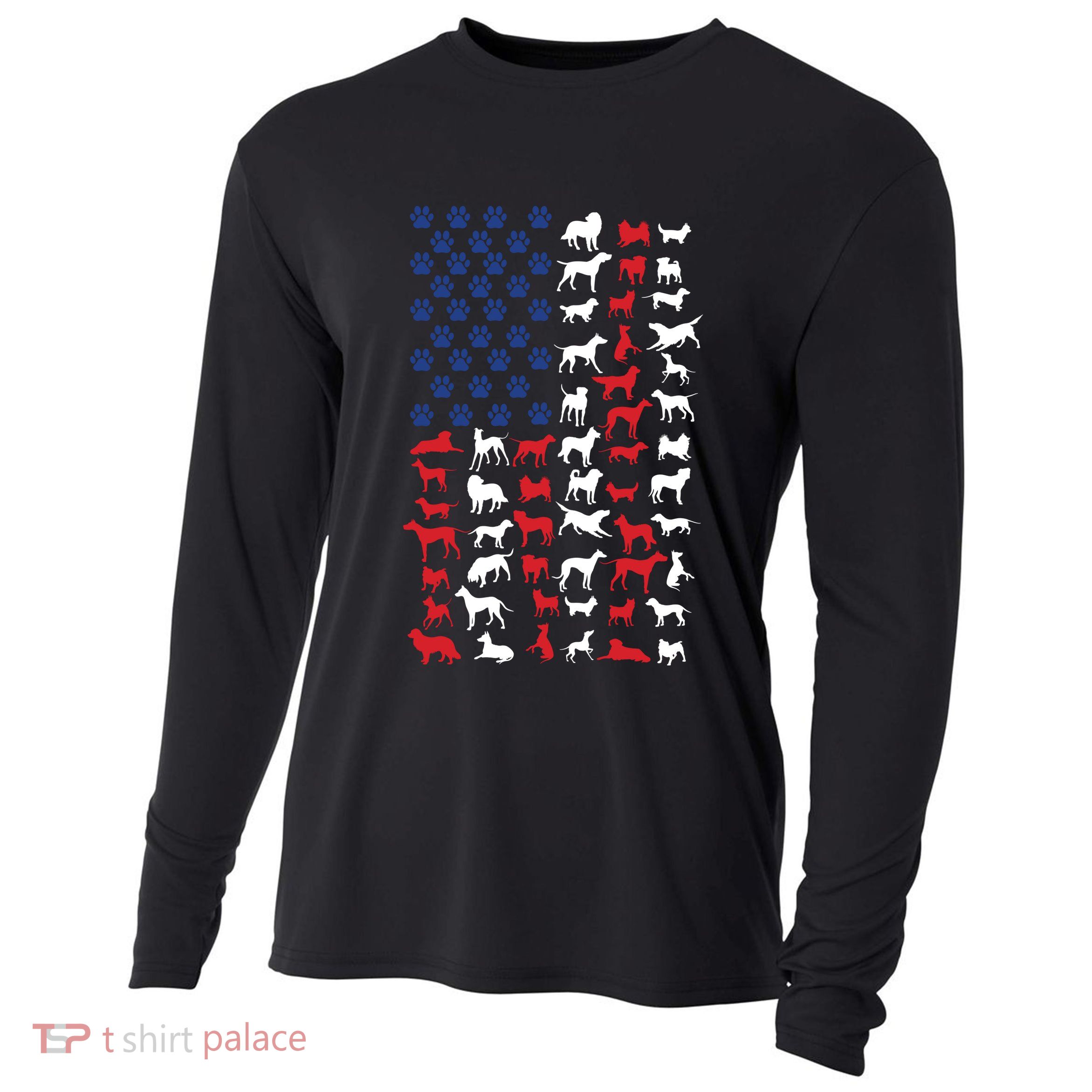 Dog Flag Usa Cooling Performance Long Sleeve Crew