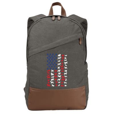 Dog Flag Usa Cotton Canvas Backpack