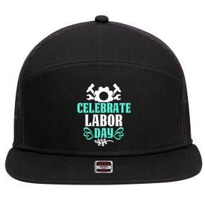 Celebrate Labor Day Gift 7 Panel Mesh Trucker Snapback Hat