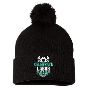 Celebrate Labor Day Gift Pom Pom 12in Knit Beanie