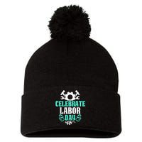 Celebrate Labor Day Gift Pom Pom 12in Knit Beanie