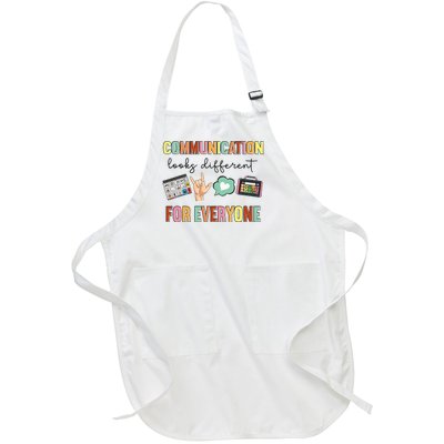 Communication Looks Different For Everyone Speech Therapy Full-Length Apron With Pockets