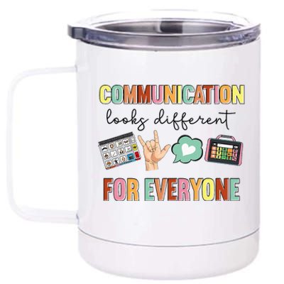 Communication Looks Different For Everyone Speech Therapy 12 oz Stainless Steel Tumbler Cup