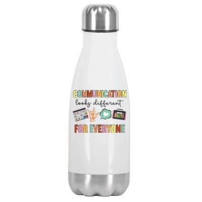 Communication Looks Different For Everyone Speech Therapy Stainless Steel Insulated Water Bottle