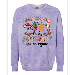 Communication Looks Different For Everyone Slp Sped Teacher Cute Gift Colorblast Crewneck Sweatshirt