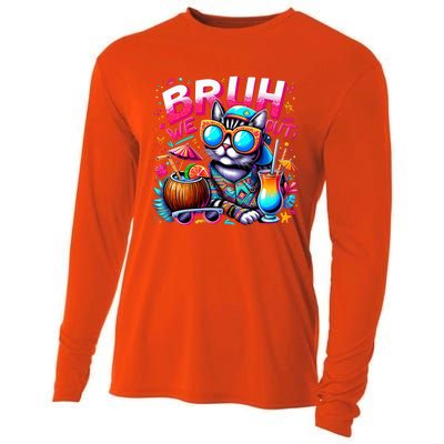 Cute Last Day Of School Year Summer Cat Bruh We Out Great Gift Cooling Performance Long Sleeve Crew