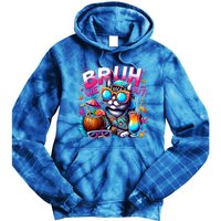 Cute Last Day Of School Year Summer Cat Bruh We Out Great Gift Tie Dye Hoodie