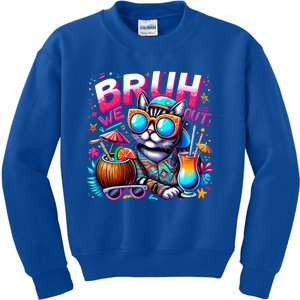 Cute Last Day Of School Year Summer Cat Bruh We Out Great Gift Kids Sweatshirt