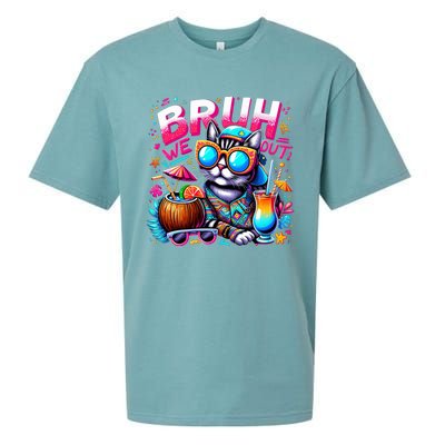 Cute Last Day Of School Year Summer Cat Bruh We Out Great Gift Sueded Cloud Jersey T-Shirt