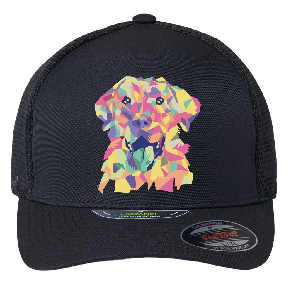 Colorful Labrador Dog Flexfit Unipanel Trucker Cap