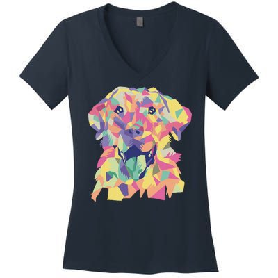 Colorful Labrador Dog Women's V-Neck T-Shirt