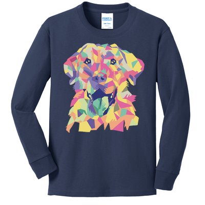 Colorful Labrador Dog Kids Long Sleeve Shirt