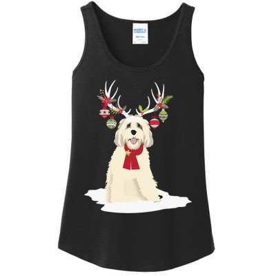 Cute Labradoodle Doodle Christmas Reindeer Graphic Holiday Ladies Essential Tank