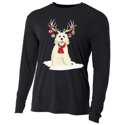 Cute Labradoodle Doodle Christmas Reindeer Graphic Holiday Cooling Performance Long Sleeve Crew