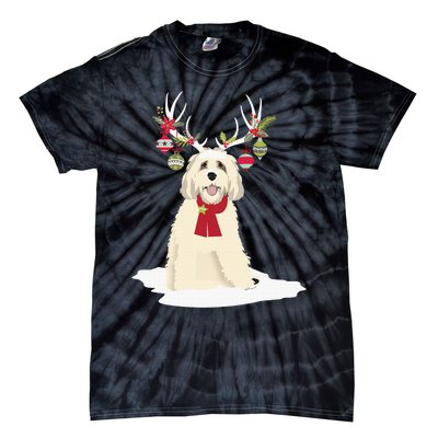 Cute Labradoodle Doodle Christmas Reindeer Graphic Holiday Tie-Dye T-Shirt