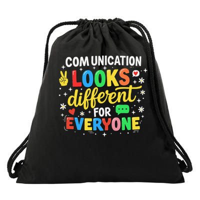 Communication Looks Different For Everyone Autism Awareness_1 Drawstring Bag